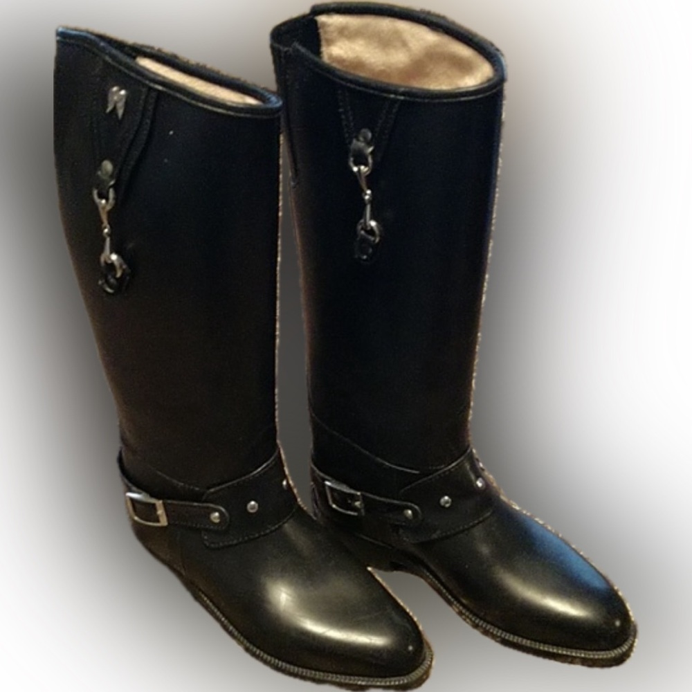DAV X Victorias Secret Angel Vintage Lined Equestrian Rain Boots Horse Bit 8